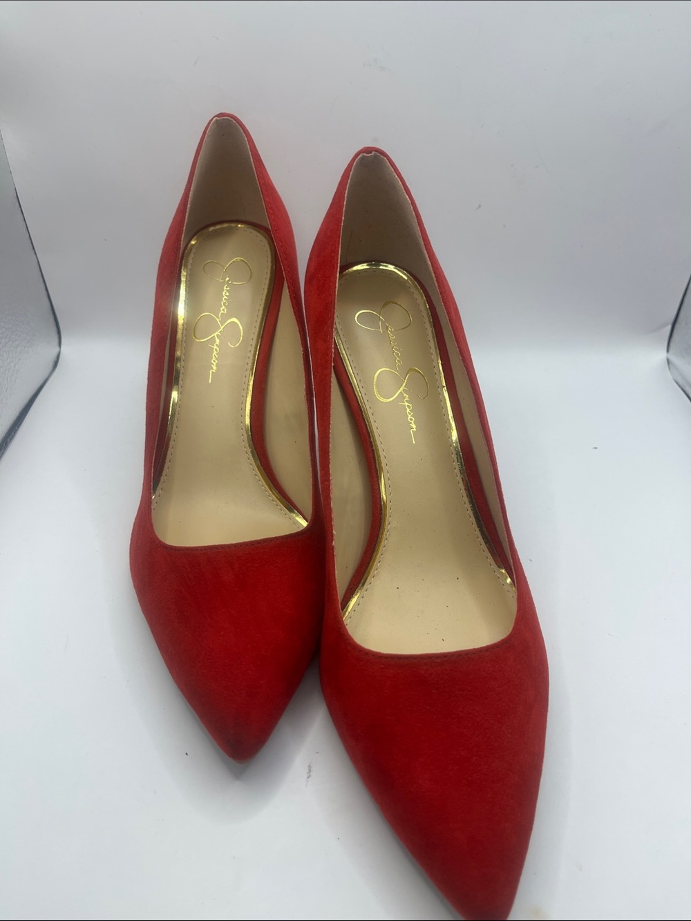 Jessica Simpson Red Pointed-Toe Suede Pumps